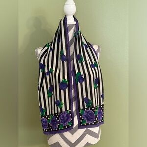 Adrienne Vittadini long silk scarf roses and stripes